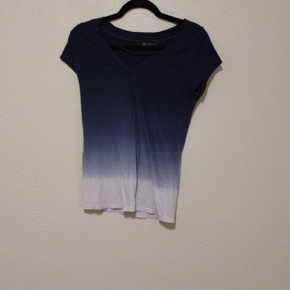 INC International Concepts Blue and White Short Sleeve T-Shirt
